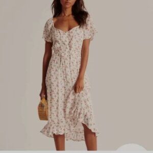 Easy Waist Midi Dress in Peach Print
